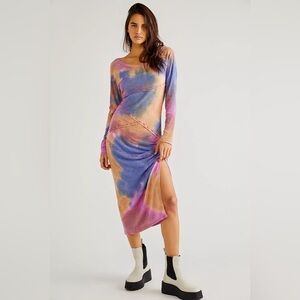 *Worn Once* FREE PEOPLE - True Colors Midi Dress (Wisteria Combo)